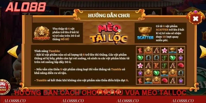 Hướng dẫn cách chơi nổ hũ Vua mèo tài lộc